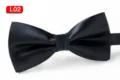 Schwarze Fliege aus Polyesterseide für Herren, klassische einfarbige Hochzeit formelle Krawatte. - L02