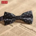 Herren Polyester geometrisch bedruckte Fliege, klassisches Schwarz-Weiß-Punkt-Muster, elegant. - L03