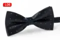 Schwarze Herren Fliege mit Punkten aus Polyester Variante L06, klassisches Accessoire für Hochzeit. - L06