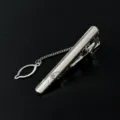 Herren silberne Krawattenklammer mit Kette geometrischer Anhänger Strass Anzug Accessoire - m9