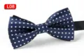 Herren dunkelblaue gepunktete Fliege stilvolle Polyester Hochzeit Bräutigam Krawatte L08 - L08
