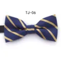 Blue and gold striped bow tie for men and women formal wear wedding business suit accessory - TJ06