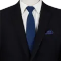 Men's business zipper necktie variant, blue jacquard striped tie with pocket square. - STJ105