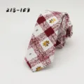 Vintage cotton printed necktie rolled display, classic red and white plaid pattern. - Red White Plaid Flower