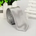 Classic silver gray narrow necktie for men and women, stylish business casual suit tie. - 4# Silver White
