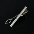 Silberne Krawattenklammer für Herren Anzug, elegante geometrische Krawattennadel Kette. - M21