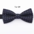 Classic dark blue patterned bow tie for formal business wear, weddings, and stylish banquets. - TJ09 Dark Blue Floral