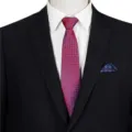 Men's business formal red tie set with blue jacquard geometric pattern for formal wear. - STJ108