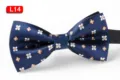 Blauer Herren Fliege mit elegantem geometrischem Kleeblatt Muster, klassisch fur Hochzeit. - L14