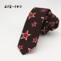 Retro cotton printed necktie with red star pattern for men fashion daily wear accessories. - Dark Brown Red Star