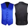 Men Slim Fit Suit Vest Blue Front Black Back Single Breasted Formal Dress Waistcoat - Blue (Front) with Black (Back)