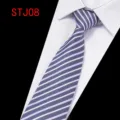 Men's Striped Silk Tie Business Formal Wedding Suit Necktie Accessory Neckwear - Purple White Gray Striped (STJ08)