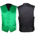 Men's single-breasted slim fit V-neck suit vest waistcoat for formal business wedding wear - Green (Front) with Black (Back)
