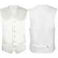 Men's stylish white slim fit single breasted suit vest formal casual business waistcoat - White (Solid)