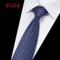 Classic blue polka dot men necktie business formal wear wedding shirt clothing accessory - Blue White Polka Dot (STJ16)