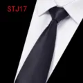 Black Silk Tie Men Business Formal Necktie Solid Color Wedding Shirt Accessories - Solid Black (STJ17)