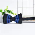 Men's black and blue striped knitted bow tie, elegant fashion accessory for formal shirts. - Black and Blue Stripes (ZZLJ08)