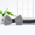 Black white houndstooth bow tie, polyester fabric, classic men's shirt accessory variant. - Black and White Houndstooth (ZZLJ09)