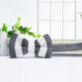 Classic grey white striped knit bow tie for men, stylish fashion accessory for formal wear. - Grey and White Stripe Colorblock (ZZLJ10)