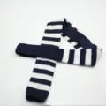 Men's knitted necktie, blue and white striped flat head tie, fashion casual accessory. - Blue and White Stripes