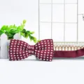 Burgundy knitted bow tie for men, stylish geometric pattern variant for formal wear. - Burgundy Geometric Weave (ZZLJ11)