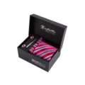 Coffret cadeau cravate rayée formelle pour homme avec boutons de manchette et pochette. - A23