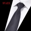 Classic men business formal solid dark tie with white dress shirt for wedding and party. - Dark Twill (STJ23)