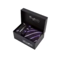 Ensemble de Cravate Rayée d'Affaires Formelle pour Homme Boîte Cadeau Élégant Cravate Accessoire - A5