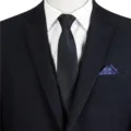 Men's classic business suit zipper necktie paired with white shirt and patterned pocket square. - STJ110