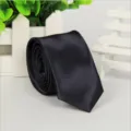 Black narrow tie for men and women, 5cm slim business suit necktie for professional office wear. - 3# Navy Blue