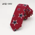 Retro red cotton necktie with classic blue and white star pattern, stylish and elegant for men. - Red Blue White Star