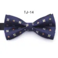 Dark blue floral bow tie for men and women, classic formal wedding business neckwear accessory. - TJ14
