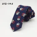 Classic navy blue cotton printed necktie for men, stylish casual floral tie for daily wear. - Navy Floral