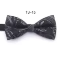 Classic black paisley bow tie for men, stylish flat-head formal neckwear for weddings. - TJ15