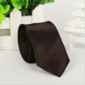 Cravatta Sottile Marrone Effetto Seta Affari Abito Elegante Accessorio Uomo Moda - Marrone