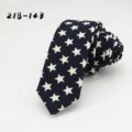 Men navy blue star printed cotton necktie, stylish retro fashion accessory for party events. - Dark Blue White Star