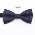 Dark blue dot pattern flat head bow tie for formal business wedding and banquet wear - TJ16