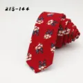Red floral cotton necktie for men, stylish retro print tie for business party and daily wear. - Red Small Flower Bow