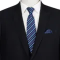 Men business striped tie suit accessory, classic blue diagonal stripes design for formal wear. - STJ117