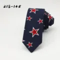 Retro Cotton Star Print Necktie Navy Blue Men's Fashion Casual Neck Tie Variant Item - Dark Blue Red Star