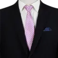 Men's fashion striped business formal necktie with pocket square set, elegant zipper tie. - STJ118