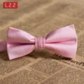 Rosa Polyester Fliege für Herren, stilvolle einfarbige Hochzeits Bräutigam Krawatte. - L22