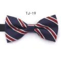 Men women fashion striped bow tie flat head formal wedding business neckwear accessory - TJ19