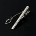 Silberne Herren Business Krawattenklammer Kette Strass geometrisches Anzug Accessoire - M51