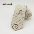 Vintage cotton printed slim necktie for men, stylish casual business neck wear with script design. - Beige Letter Floral
