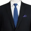 Men's business formal suit tie and pocket square set, classic blue patterned necktie for office. - STJ120