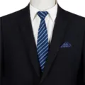 Men's business striped zipper tie set with pocket square for formal office wear outfits. - STJ121