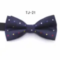 Classic navy blue polka dot bow tie for formal wear, wedding and business events. - TJ21 Dark Blue Multi Dot