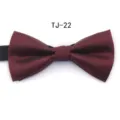 Burgundy herringbone flat-head bow tie for men and women, formal business wedding wear. - TJ22 Wine Red Herringbone