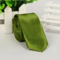 Cravatta stretta in raso verde per uomo donna 5 cm cravatta da abito business tinta unita - 14# Verde Erba
